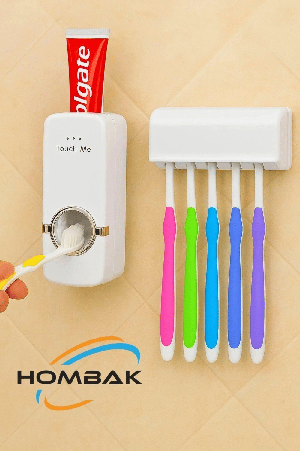 5li Diş Fırçalık Macun Sıkıcı Seti Duvara Monte Beyaz Hijyenik Pratik Organizer