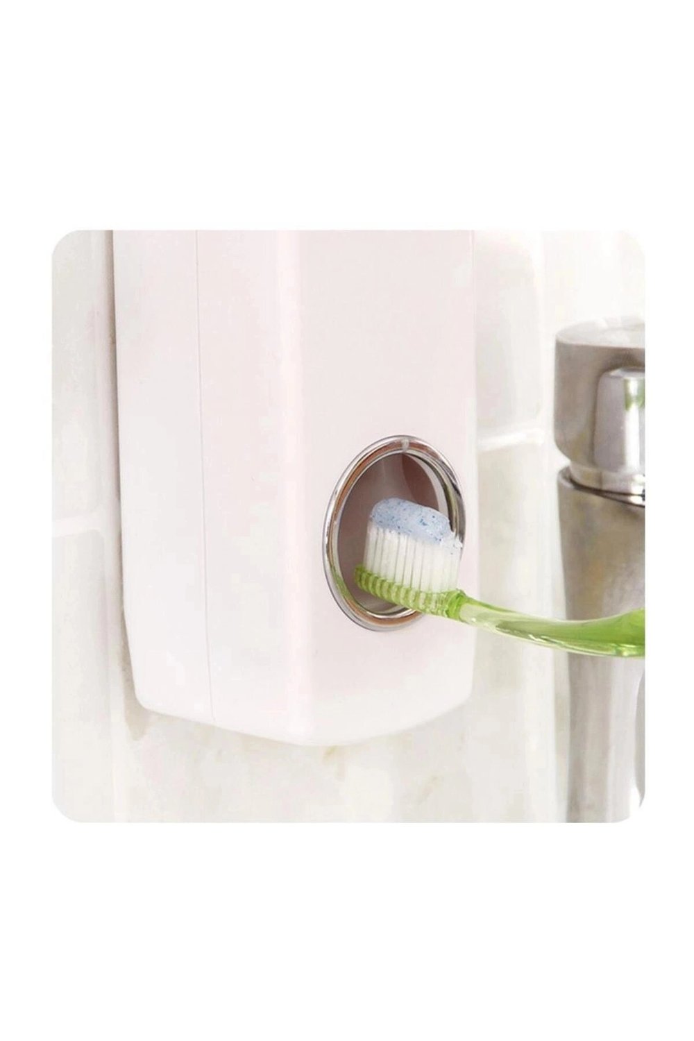 5li Diş Fırçalık ve Otomatik Macun Sıkacağı Duvar Askılı Beyaz Pratik Banyo Seti