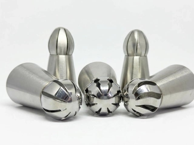 5li Profesyonel Rus Top Duy Ucu Seti – 5.9 Cm Büyük Boy Paslanmaz Çelik Krema Sıkma Ve Fırfır Uçları