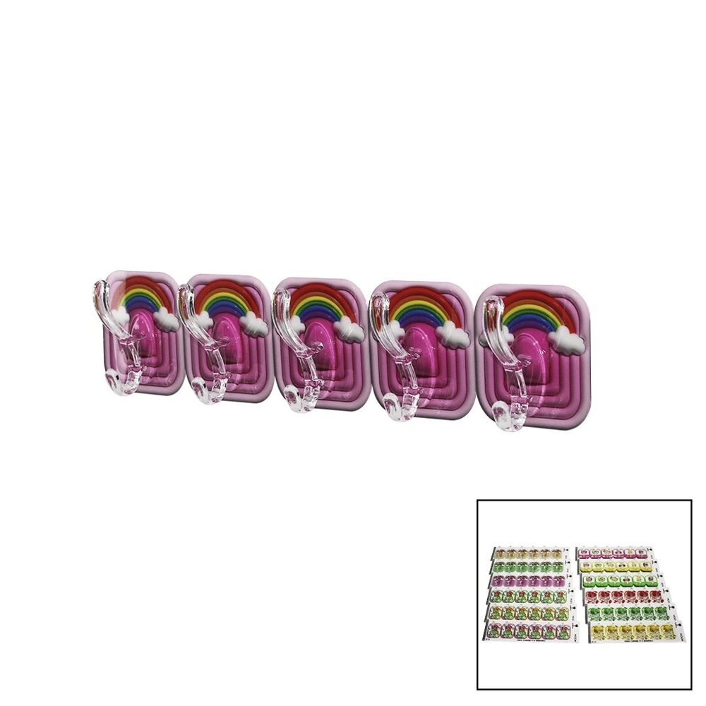 5pcs Tekli - Çoklu Kullanım  Mika Kristal Kollu  Resimli Yapışkanlı  Askı Bx40