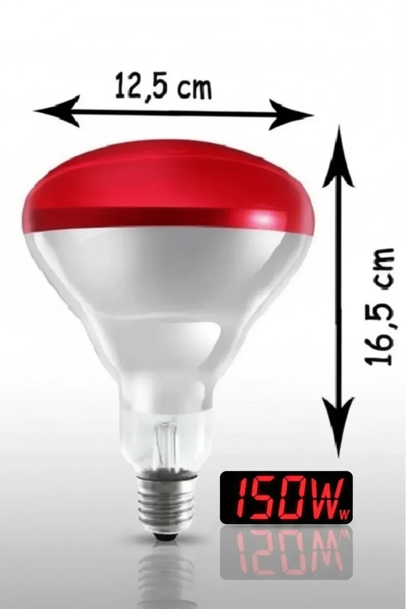(6 Adet) 150W Kızılötesi Isıtıcılı Hayvan Isıtma ve Kuluçka Lambası (Kırmızı Işık) E27 (Kalın Duy)
