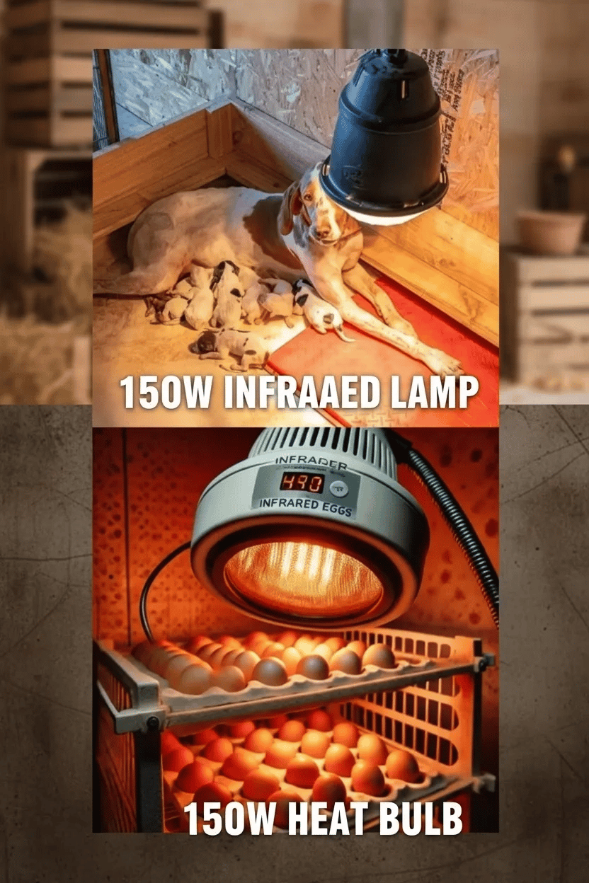 (6 Adet) 150W Kızılötesi Isıtıcılı Hayvan Isıtma ve Kuluçka Lambası (Kırmızı Işık) E27 (Kalın Duy)