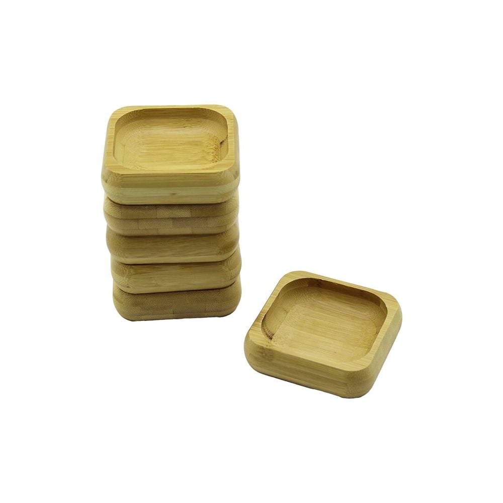 6 Adet 9x9cm Kare Ahşap Bambu Çerezlik - Lokumluk Kase Derinlik: 1.8cm Bx40