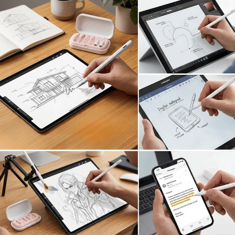 6 Adet Farklı Uçlı Universal Dokunmatik Kalem Ucu – Tablet Ve Telefon Uyumlu Stylus Pen Yedek Başlıkları Bx40