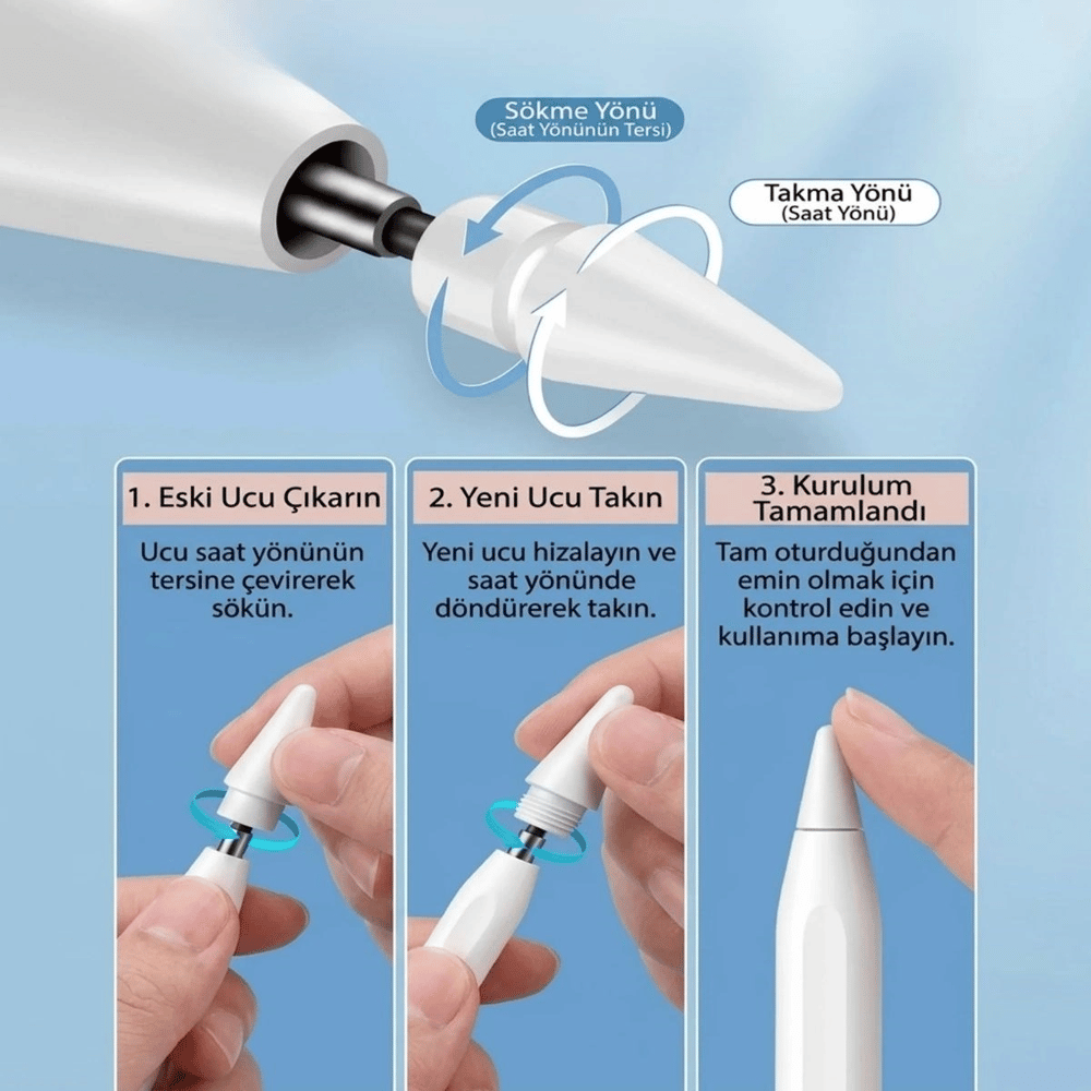 6 Adet Farklı Uçlı Universal Dokunmatik Kalem Ucu – Tablet Ve Telefon Uyumlu Stylus Pen Yedek Başlıkları Bx40