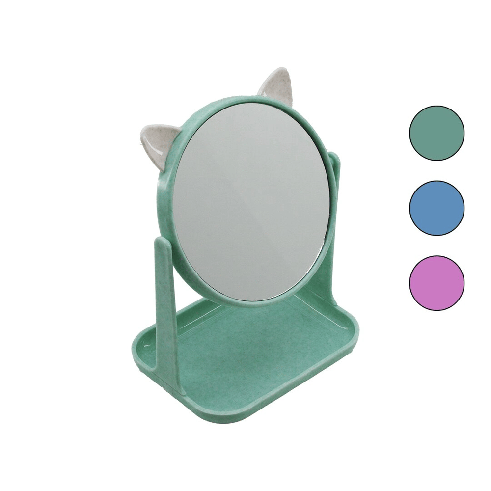 6 İnç  - 15cm Yuvarlak Kulaklı Makyaj Aynası Renkli Plastik Takılık Sepetli=12x15.5cm Bx40
