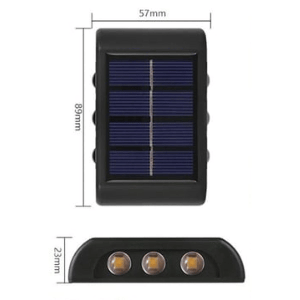 6 Ledli Solar Güneş Enerjili Aplik Led, Dekoratif Duvar Monteli Gün Işığı Led Bx40