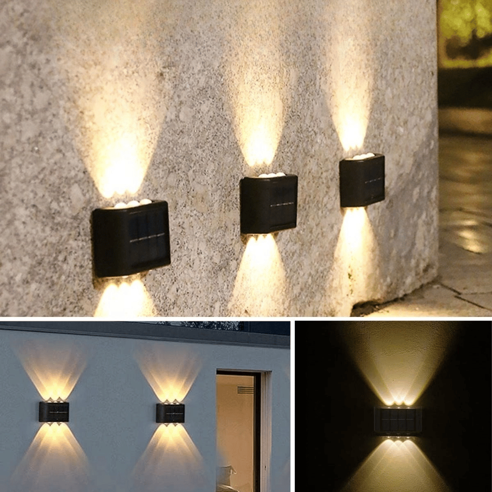 6 Ledli Solar Güneş Enerjili Aplik Led, Dekoratif Duvar Monteli Gün Işığı Led Bx40