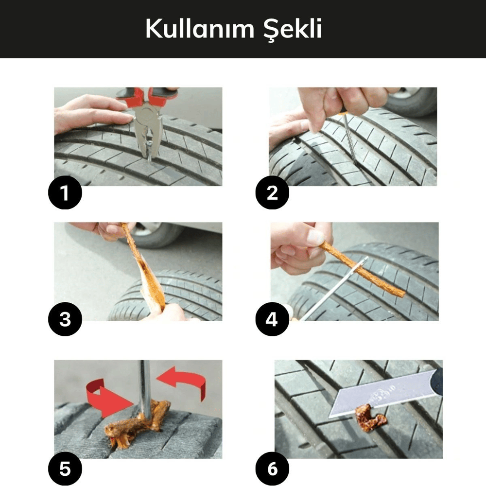 6 Parça Araba Motosiklet Otomobil Bisiklet Lastik Tamir Kiti Araç Bakım Seti Bx40