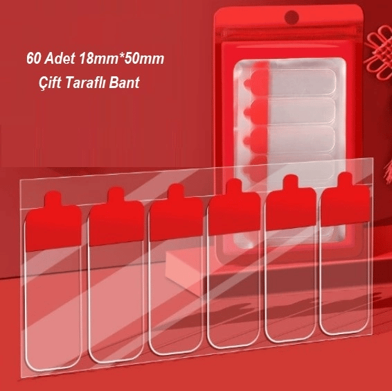 60 Parça Kolay Açılır Güçlü Çift Taraflı Bant 18mm*50mm Bx40