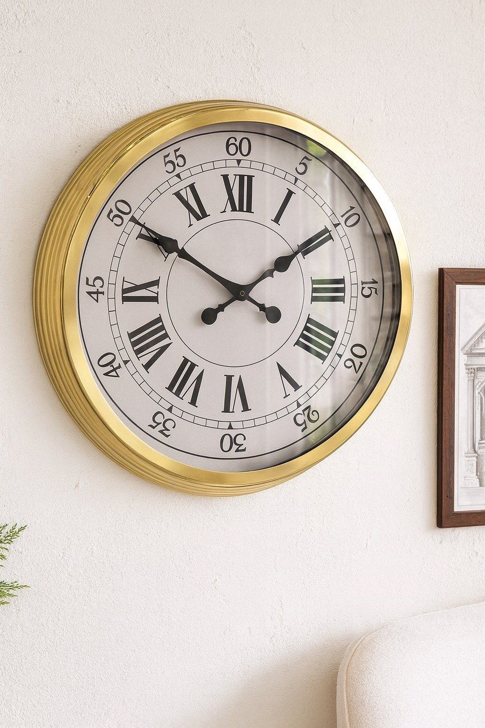 60 cm Gold Metal Dekoratif Roma Rakamlı Duvar Saati