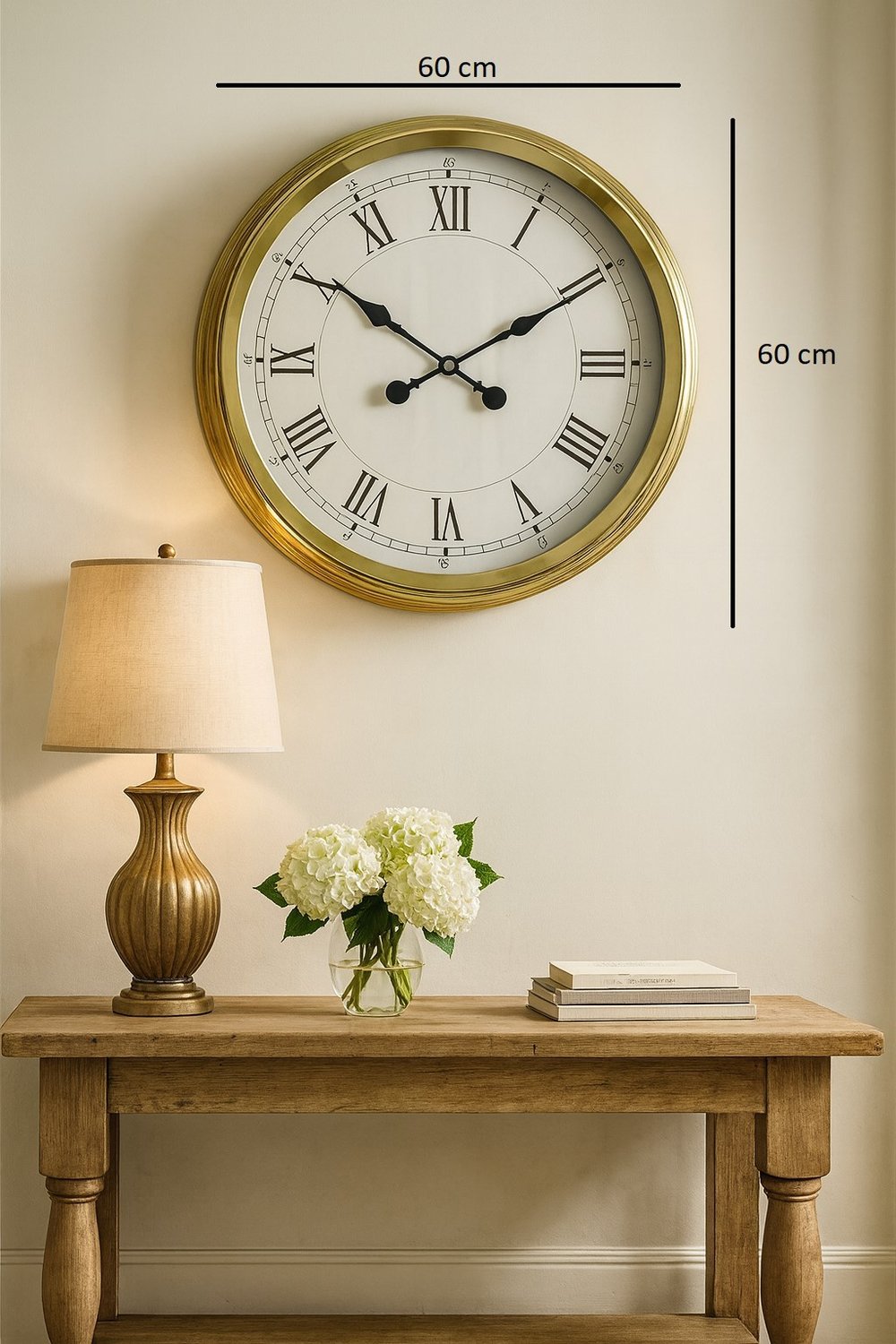 60 cm Gold Metal Dekoratif Roma Rakamlı Duvar Saati