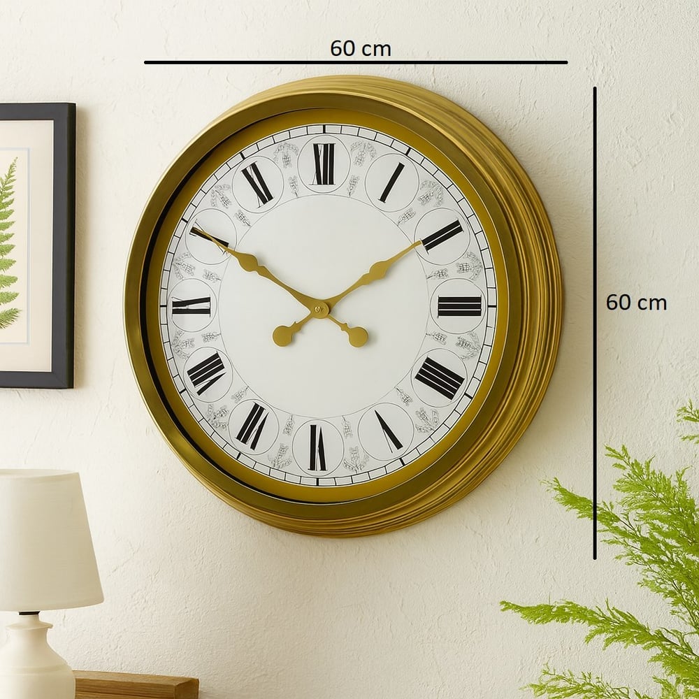 60 cm Gold Metal Roma Rakamlı Duvar Saati