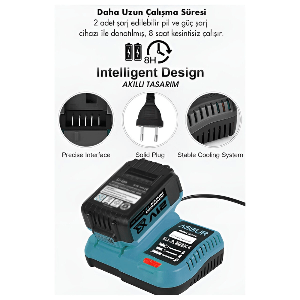 6pcs Usta Elektrikli Alet Seti Şarjlı=21v Spral Taşlama - Hilti - Bağ Makas - Somun Sökme - Darbeli Vidalama - Budama Testere Plastik Çantal Asr-1111 Bx40
