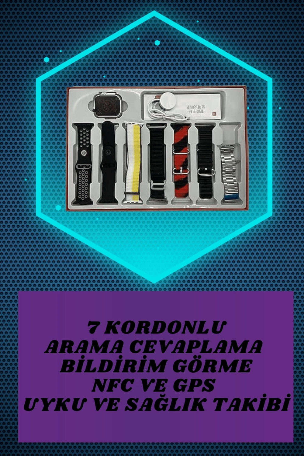 7 Kordonlu Akıllı Saat Ve Oyuncu Kulaklığı Bluetooth Bağlantılı Android ve İOS Uyumlu