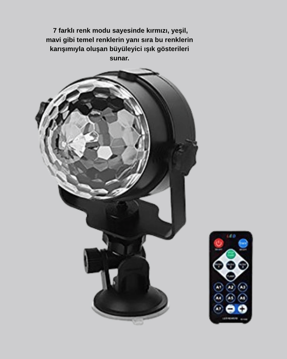 7 Renk Modlu Müzik Sensörlü Disko Topu – LED Işıklı Parti Aydınlatması