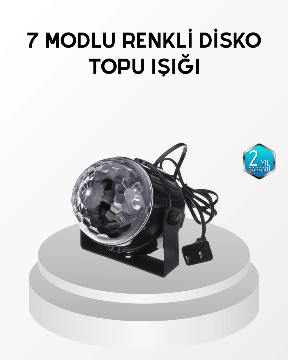 7 Renk Modlu Müzik Sensörlü Disko Topu – LED Işıklı Parti Aydınlatması