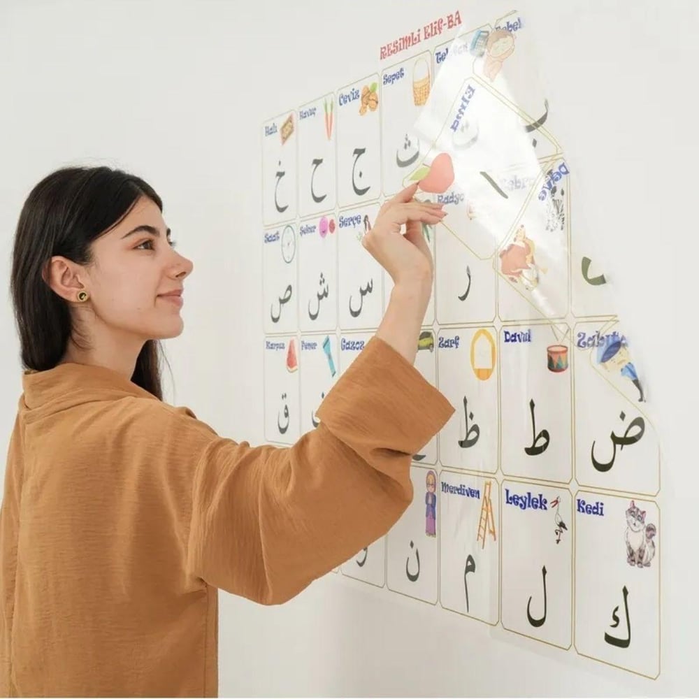 70x100 cm Statik Kağıt Elif-Ba Öğrenme Tahtası (3936)