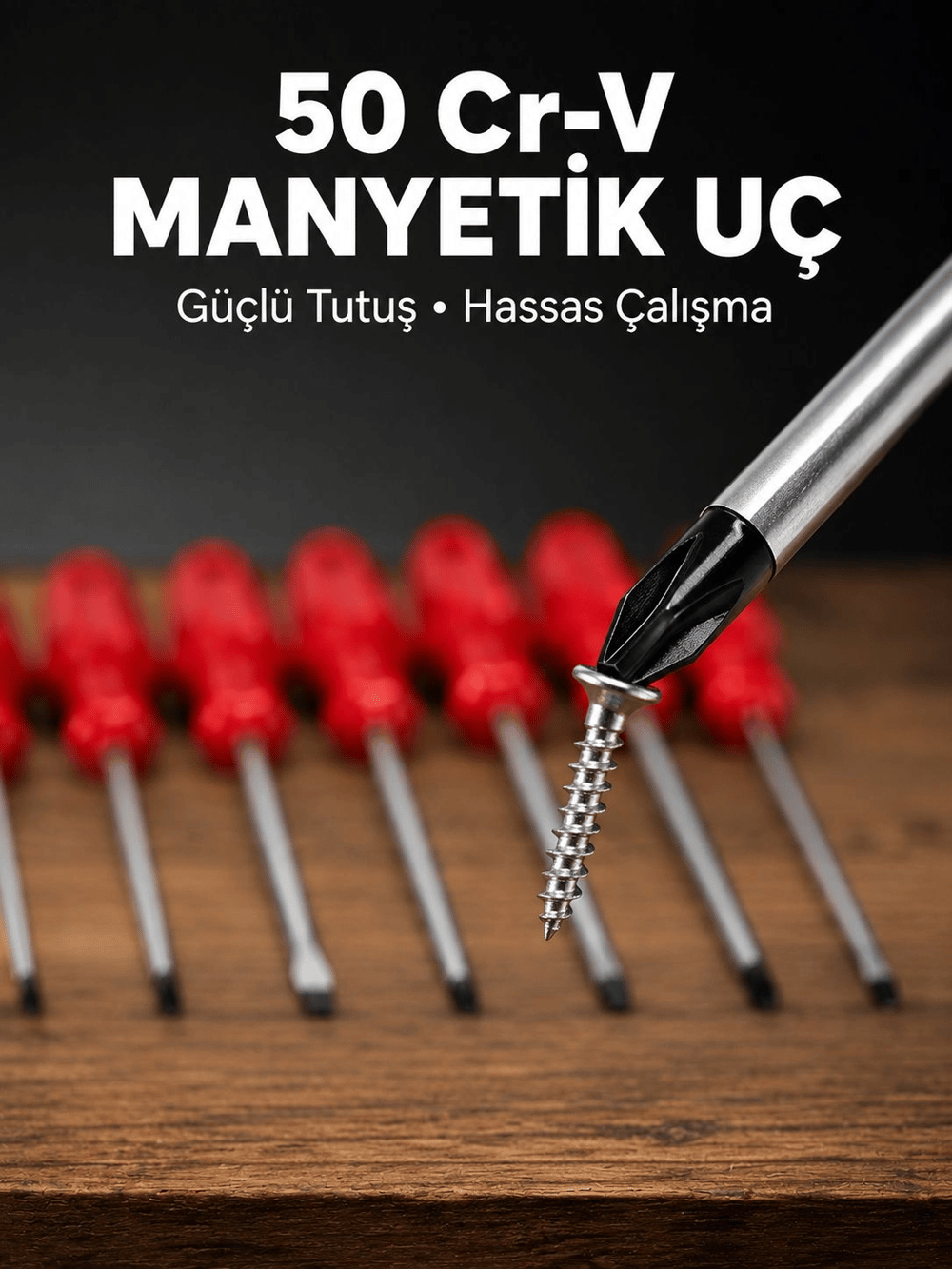 7li Düz ve Yıldız Tornavida Seti Çelik Manyetik Uçlu