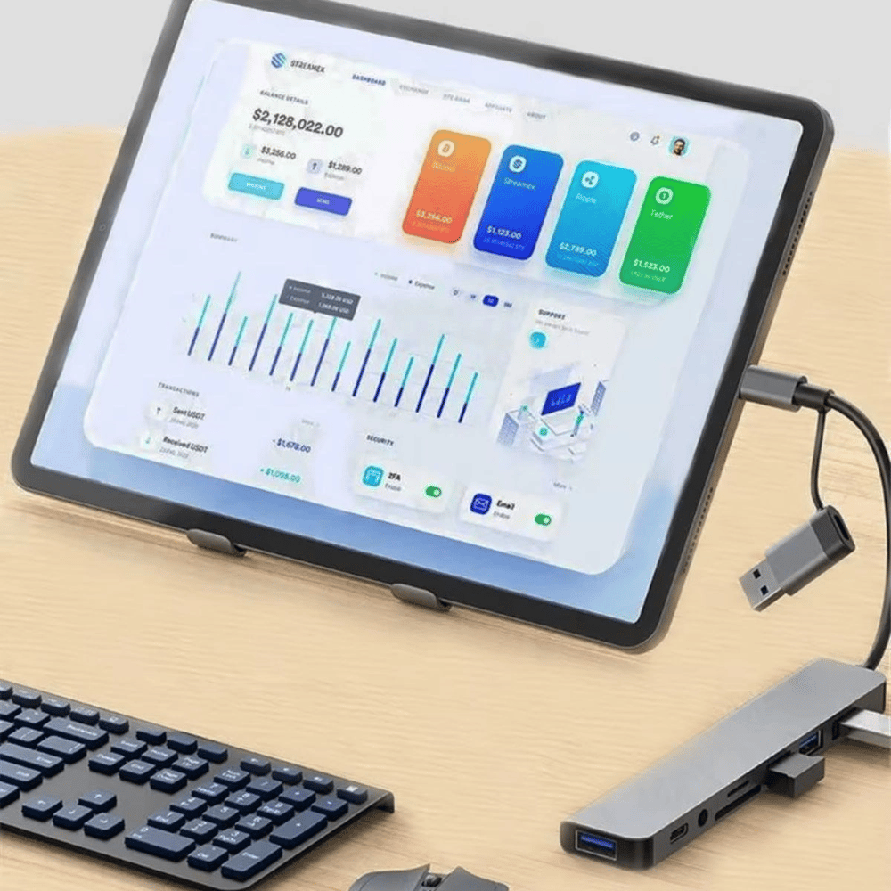 8 İn 1 Usb Çevirici Notebook Macbook Type-c Uyumlu Görüntü Aktarıcı Hub Bx40