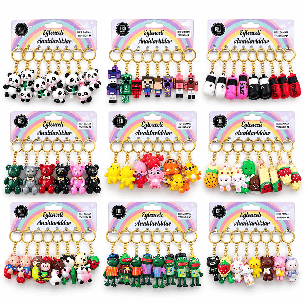 96 Adet Mix Desen Eğlenceli Anahtarlık Bx40