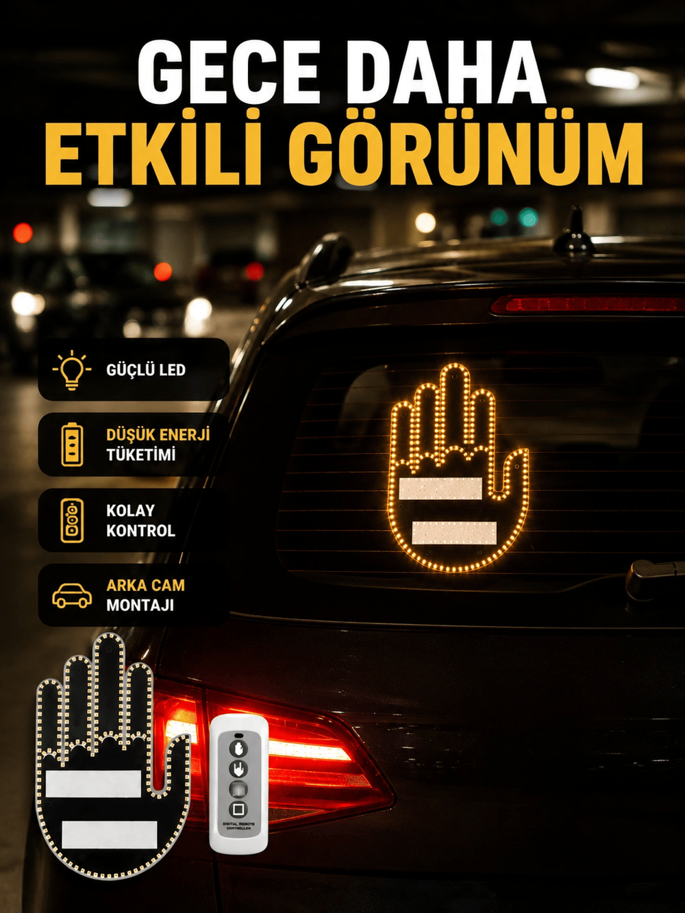 A Kalite Uzaktan Kumandalı LED Park Uyarı Işığı El Figürlü Model