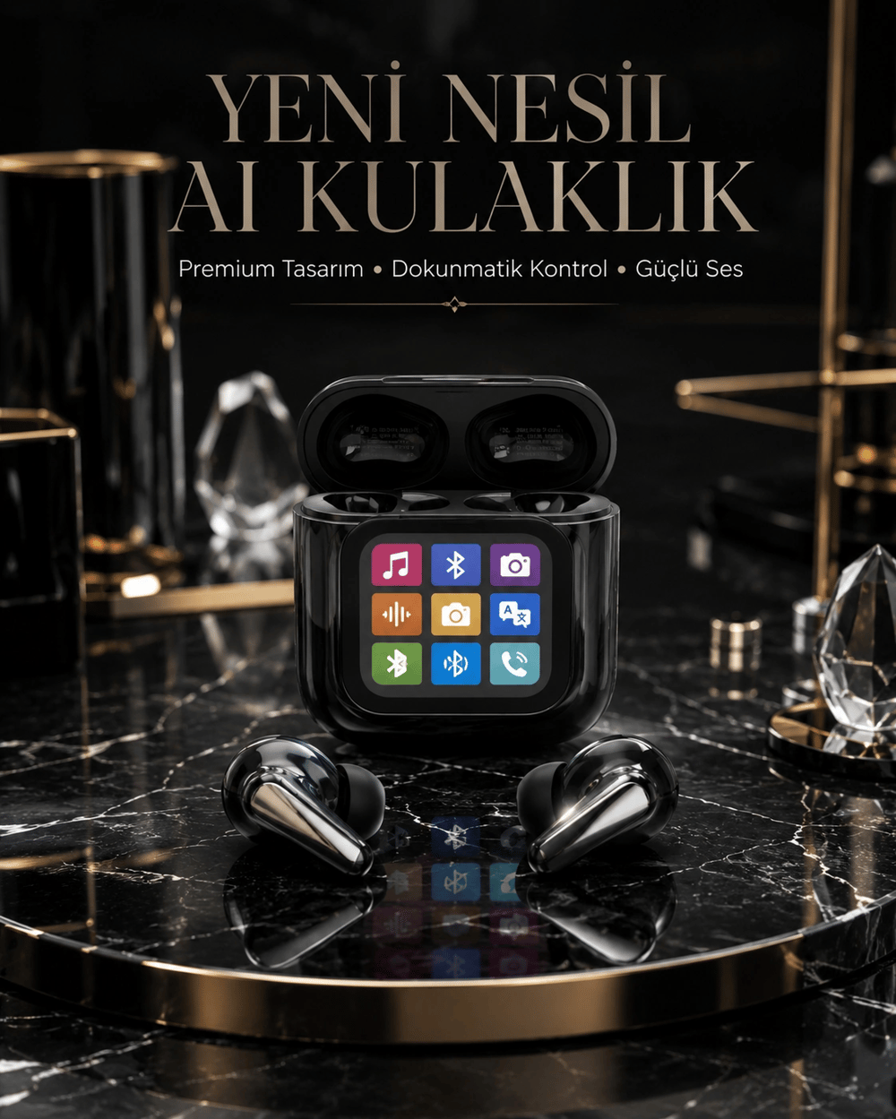 AI Bluetooth Kulaklık Akıllı Dokunmatik Kontrol Özellikli
