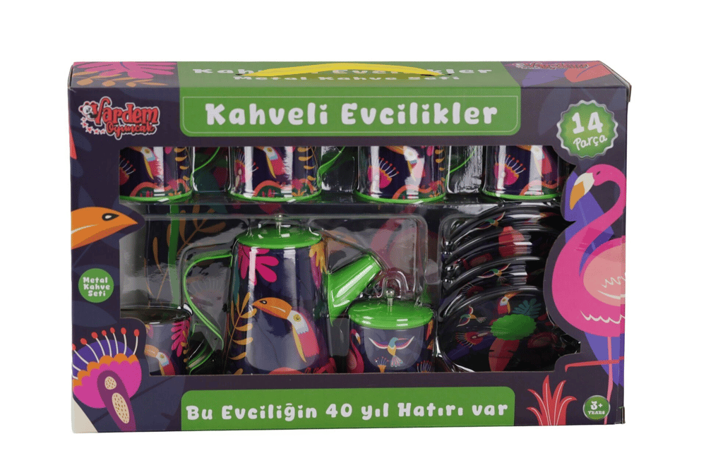 ATF-996-7A-10A 14 PARÇA DESENLİ METAL ÇAY SET