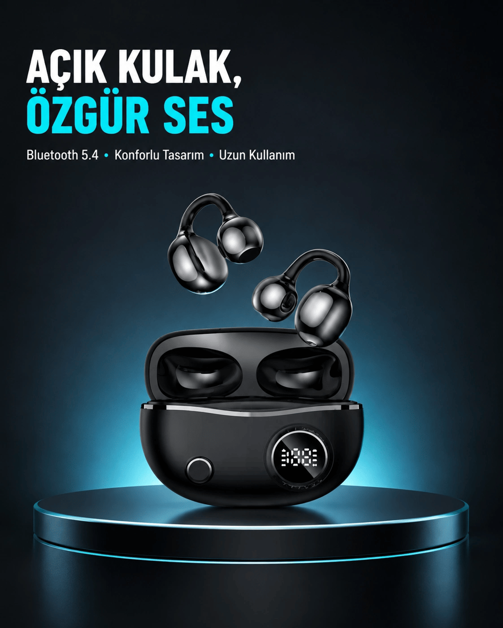 Açık Kulak Bluetooth Kulaklık 5.4 APTX Destekli Ergonomik Tasarım