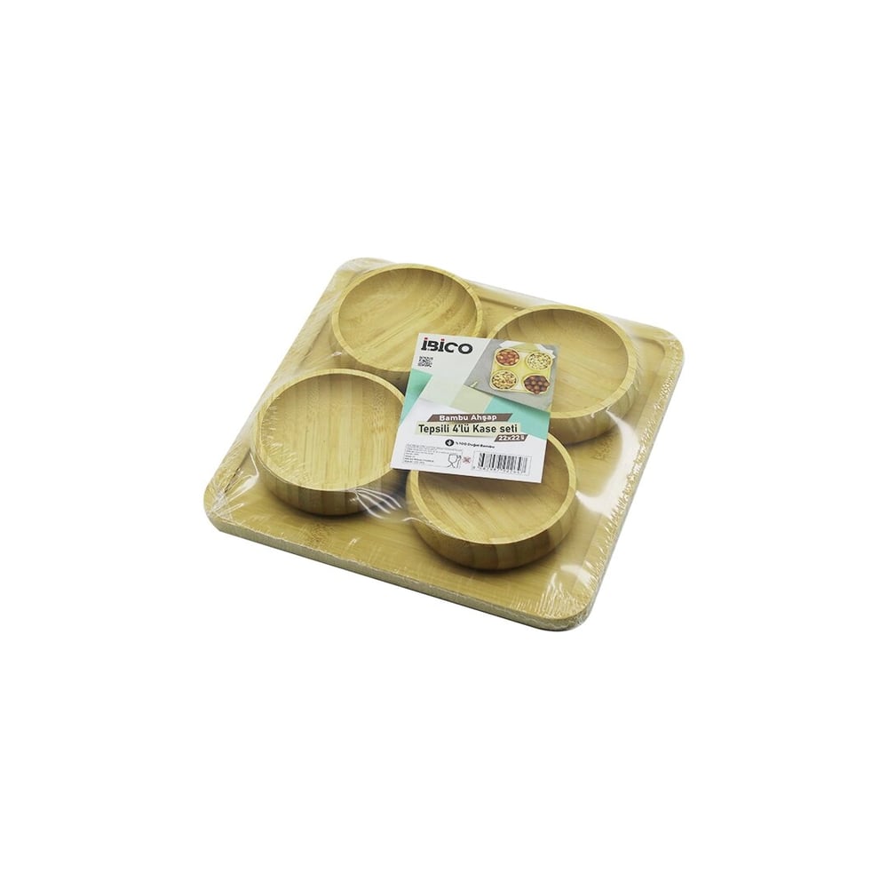 Ahşap Bambu 5pcs  Çerezlik - Lokumluk Kase Seti 22x22cm Bx40