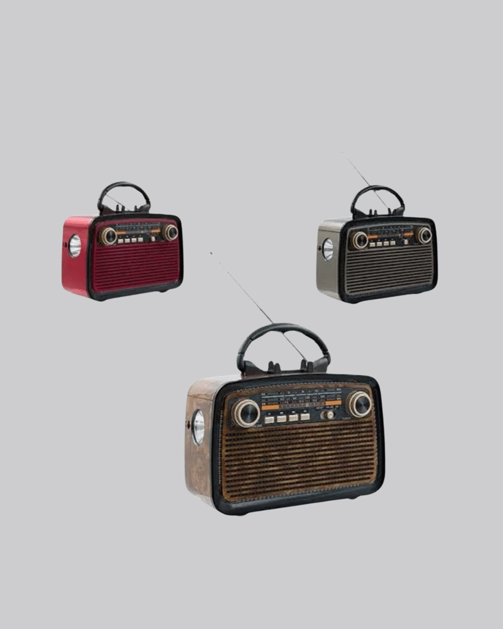 Ahşap Dokulu Bluetooth Müzik Kutusu – Vintage LED Tasarımıyla Modern Ses Deneyimi