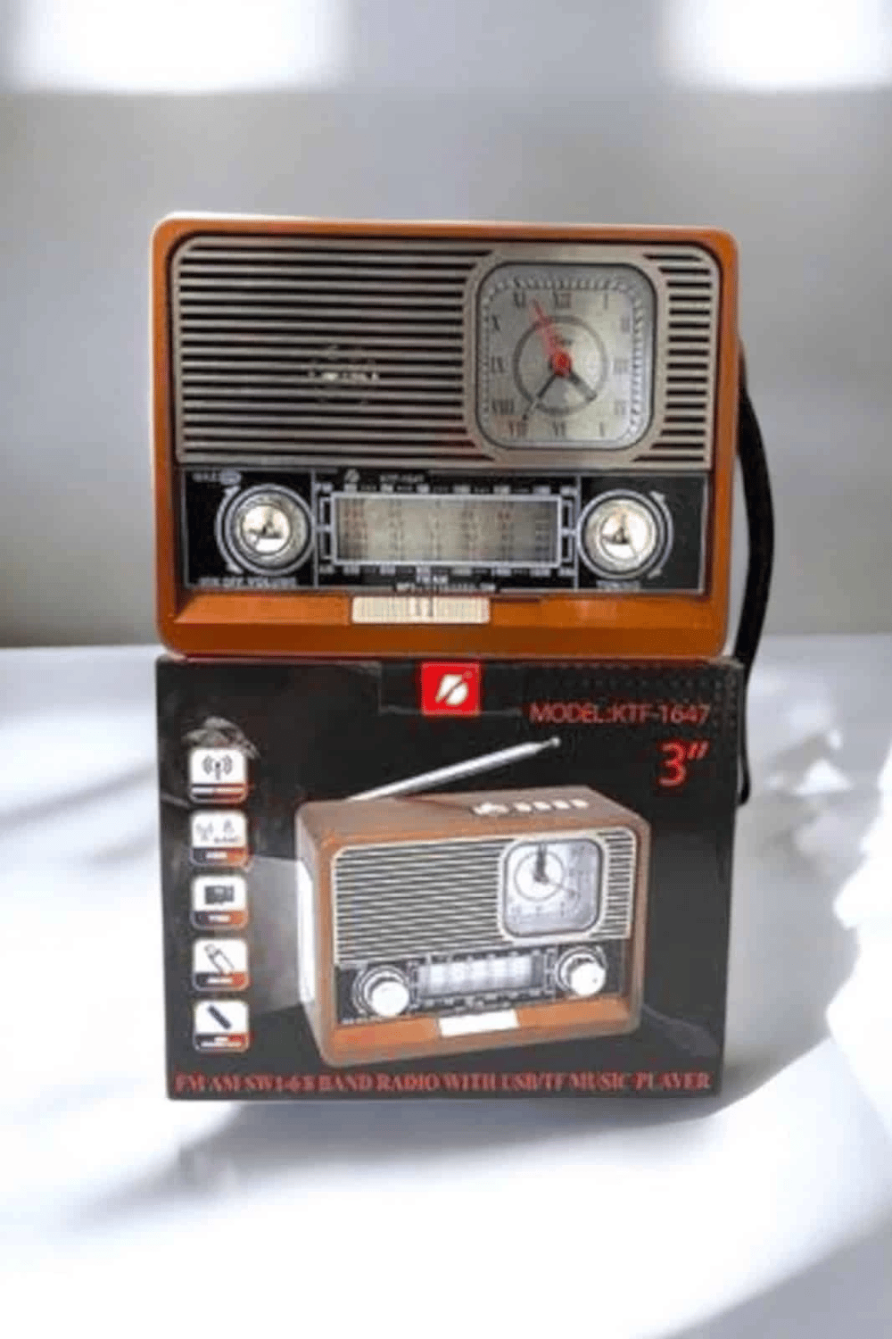 Ahşap Görünümlü Retro Bluetooth Radyo USB,AUX Ve SD Kart Girişli