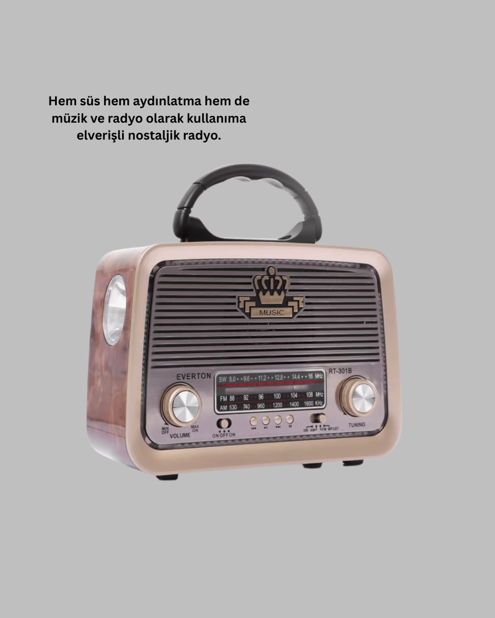 Ahşap Nostaljik Radyo Bluetooth USB SD Kart Destekli
