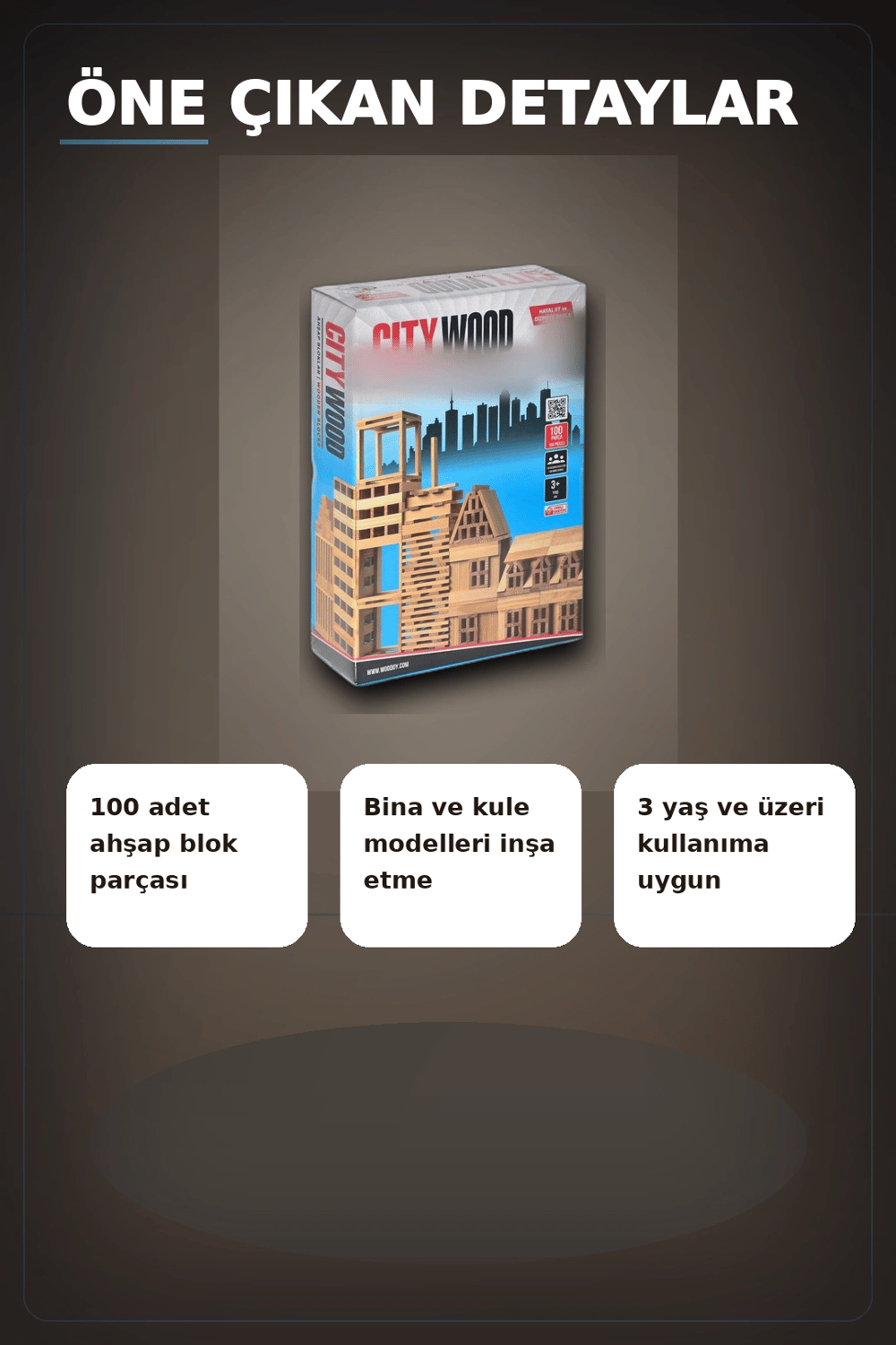 Ahşap Yapı Blokları 100 Parça 11x2,2x0,7 cm Doğal ve Boyalı Çocuk Gelişim BX-313414
