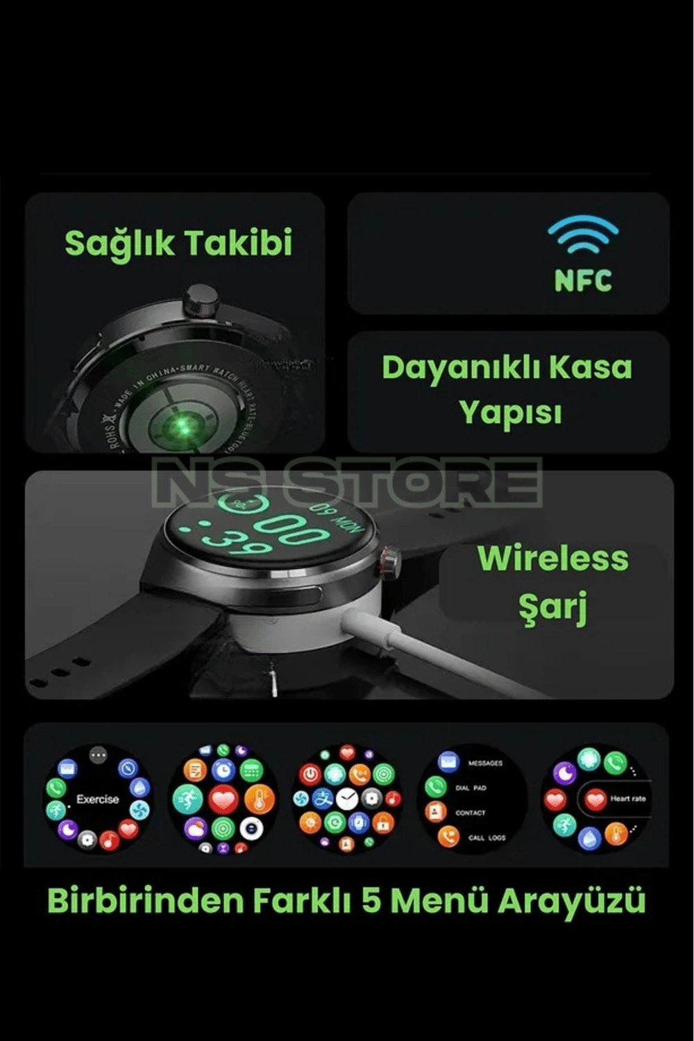 Akıllı Saat - Renk: Siyah, Kasa Renk: Siyah, Kordon Renk: Siyah | Teknik Özellikleri ve Kullanım