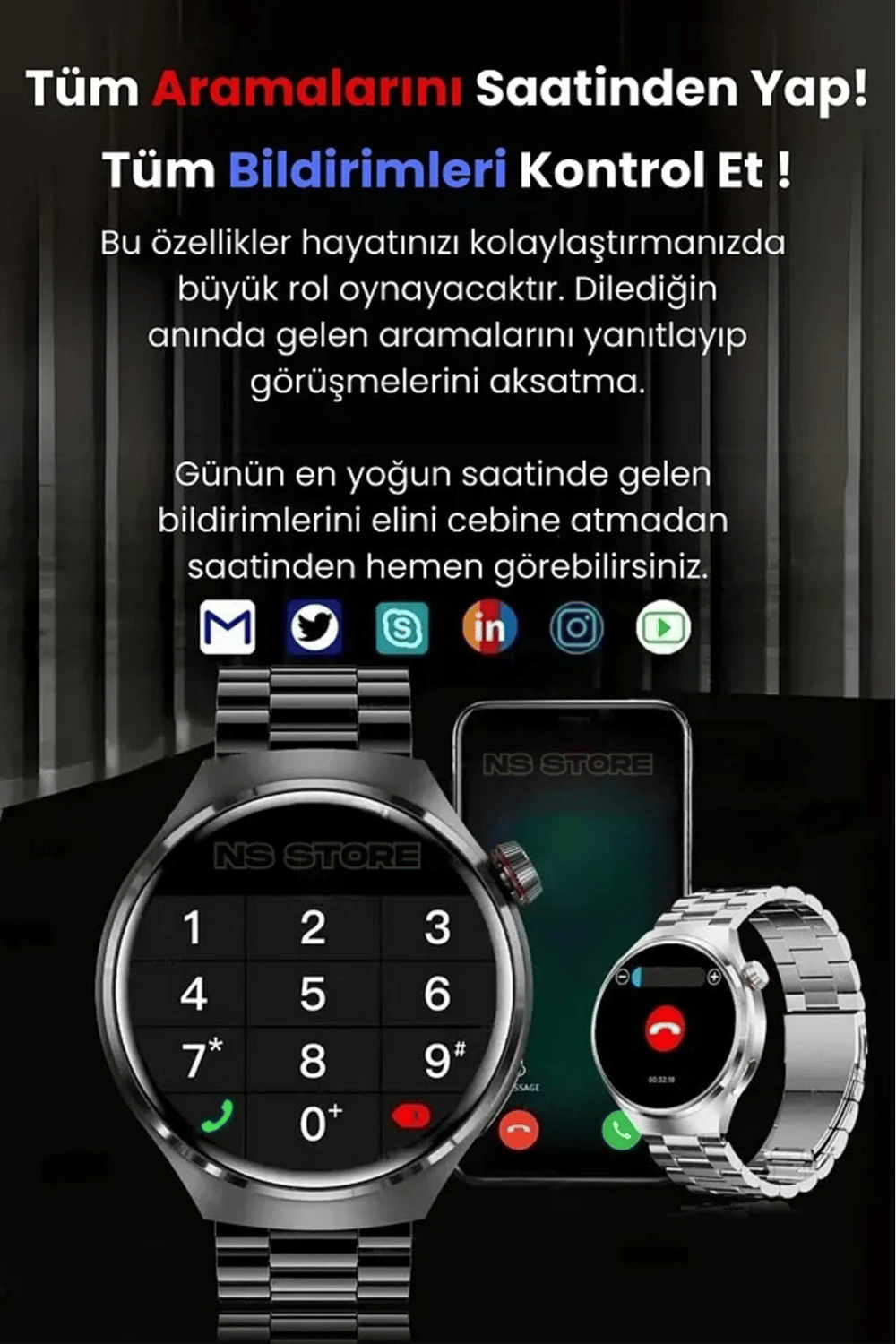 Akıllı Saat - Renk: Siyah, Kasa Renk: Siyah, Kordon Renk: Siyah | Teknik Özellikleri ve Kullanım