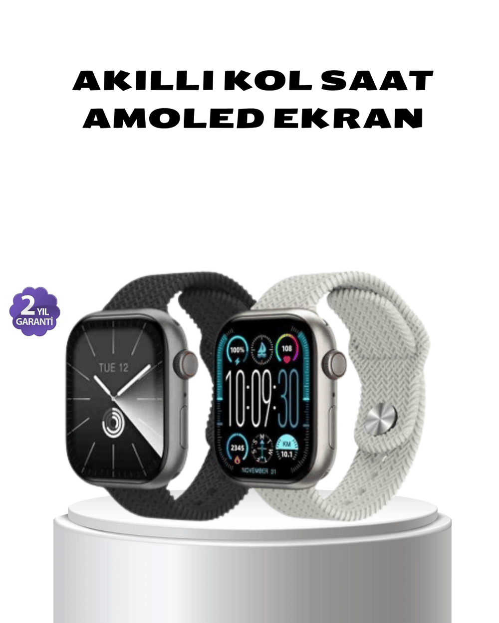 Akıllı Saat Kablosuz Şarjlı Bluetooth 5.2 Arama Bildirim Sesli Asistan 420 mAh