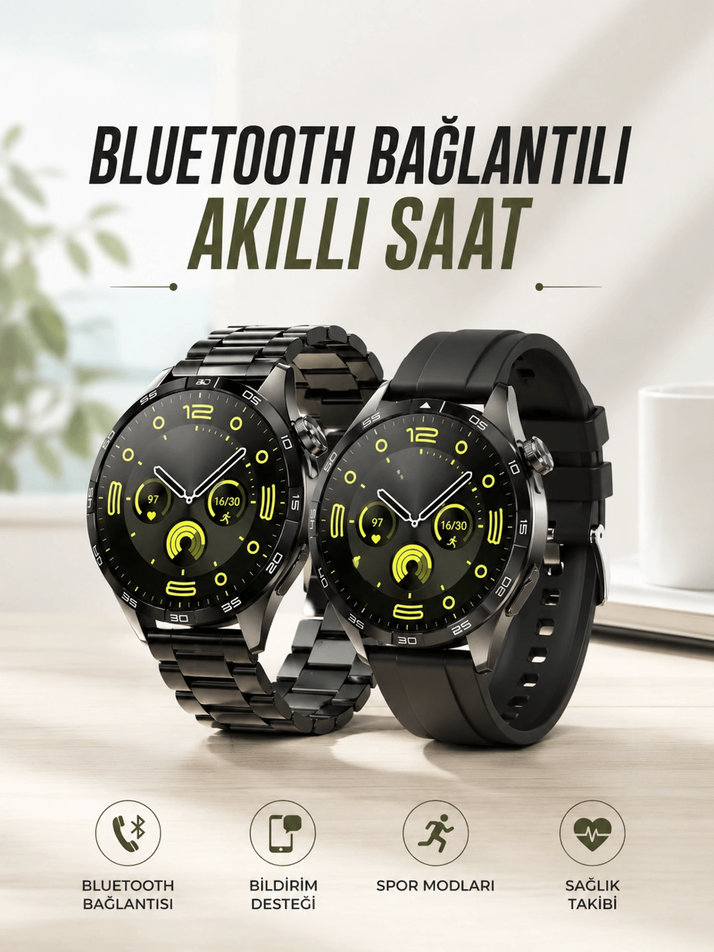 Akıllı Saat Sesli Görüşme, NFC Uyumlu, Bildirim Görme ve Uyku ve Sağlık Takibi