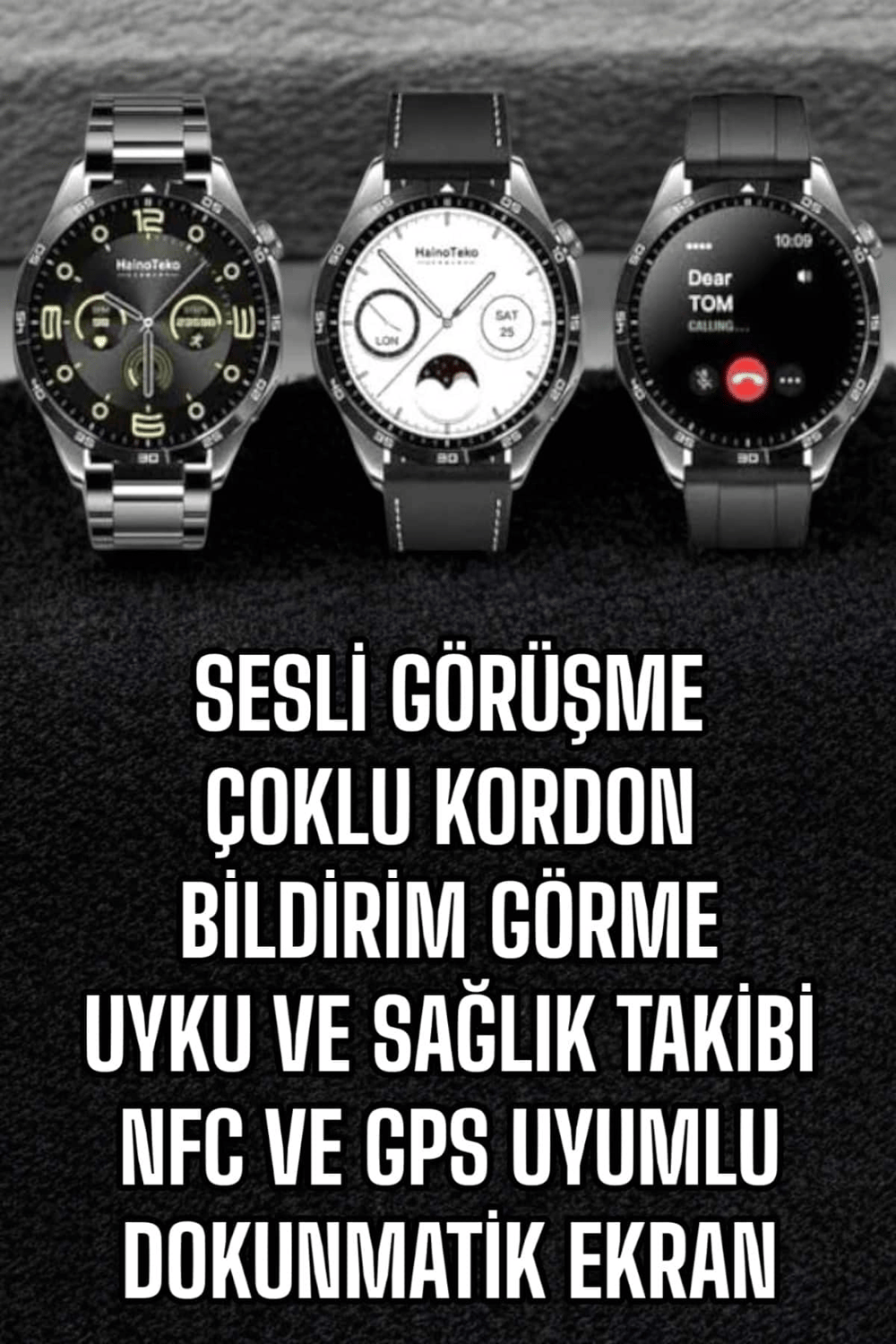 Akıllı Saat Titreşimli Pusula Nabız ve Tansiyon Ölçer NFC Uyumlu