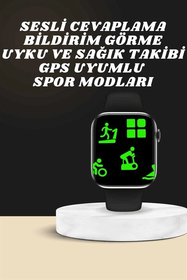 Akıllı Saat Wireless Şarj Yüksek Çözünürlüklü Müzik Dinleme Sesli Cevaplama