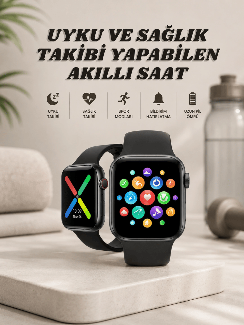 Akıllı Saat Wireless Şarj Yüksek Çözünürlüklü Müzik Dinleme Sesli Cevaplama