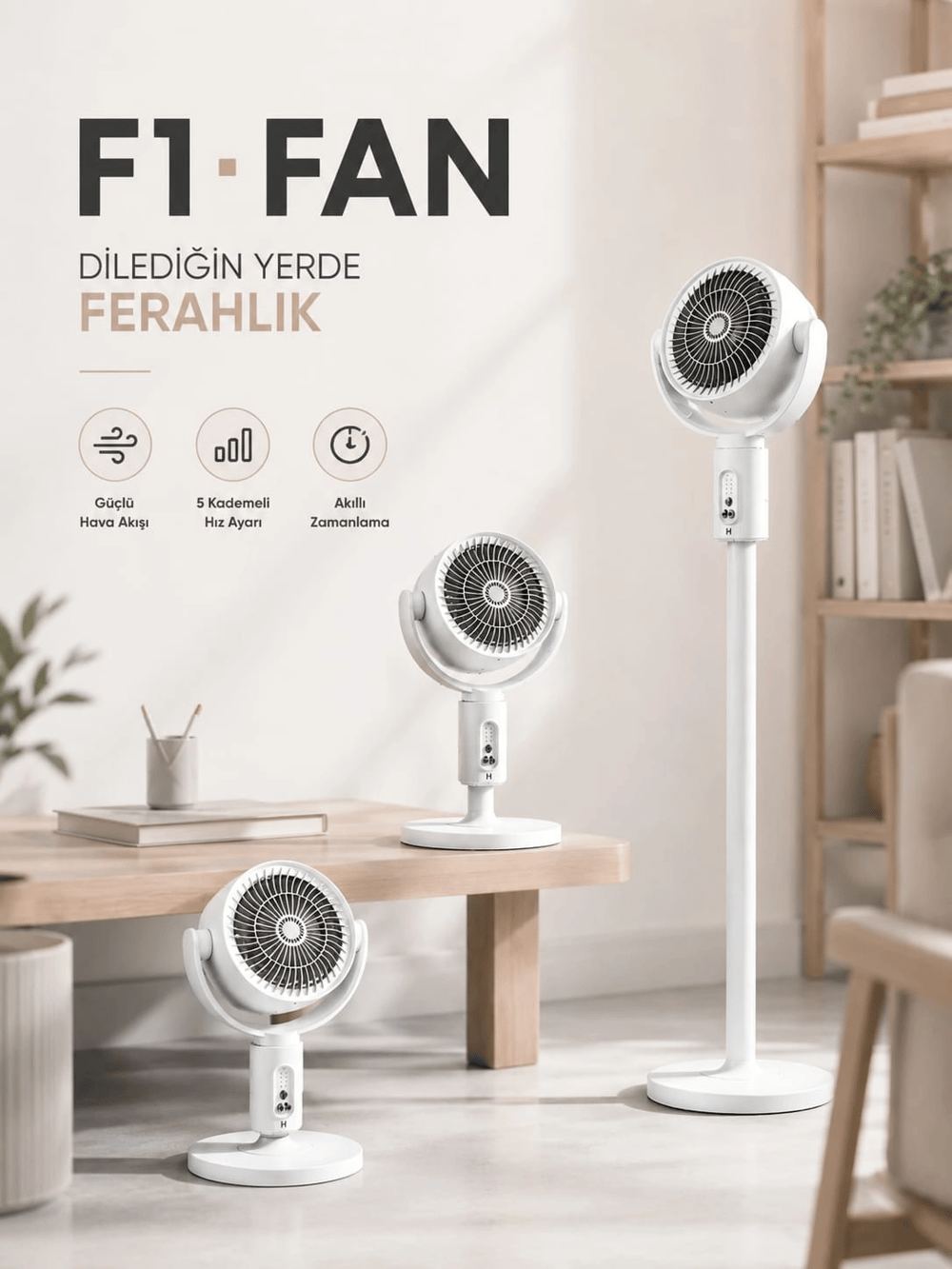 Akıllı Zamanlayıcı Özelliğiyle Enerji Tasarruflu Dikey Vantilatör