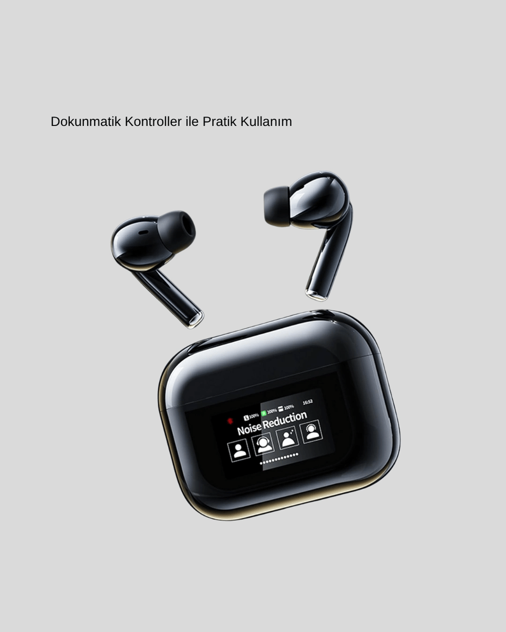 Aktif Gürültü Engelleme (ANC) Kablosuz Bluetooth Kulaklık – Dijital Ekranlı, Dokunmatik ve Uzun Pil Ömürlü