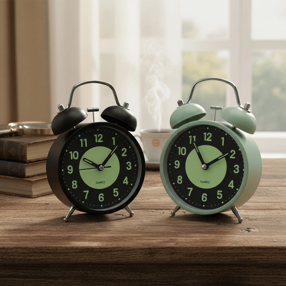 Alarm Clock No-847 Yuvarlak Masa Çalar Saat Metal Kasa Renkli Pilli - Işıklı - Fosforlu Çap: 11cm Bgc-37 Herhangi Bir Renk Gönderilir Bx40