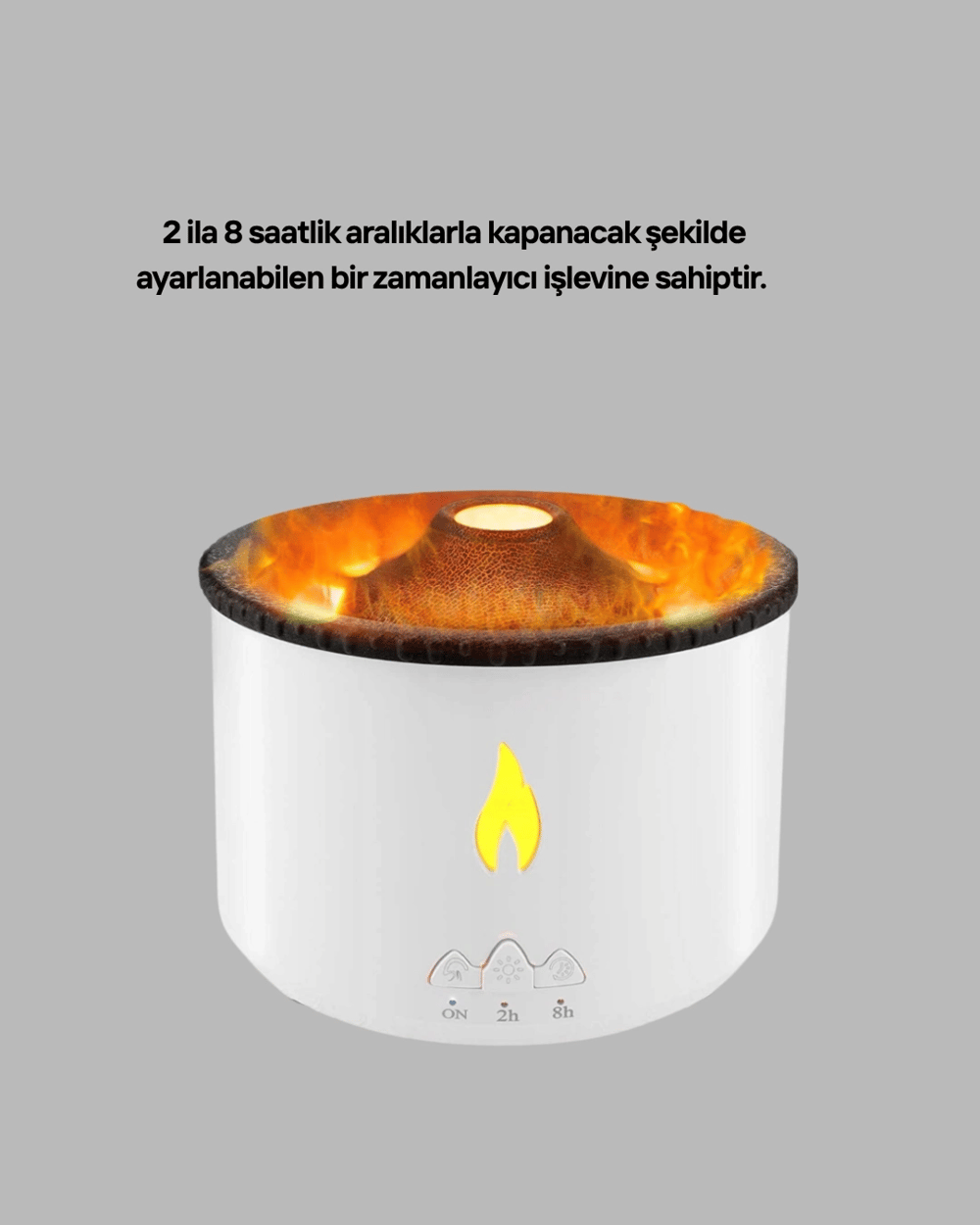 Alev Efektli Aromaterapi Difüzörü – 360 ml Su Hazneli, Sessiz ve Zaman Ayarlı Yeni Nesil