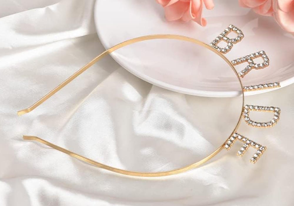 Altın Gold Renk Bekarlığa Veda Kristal Taş Bride Tacı İthal 16x10 cm (3936)