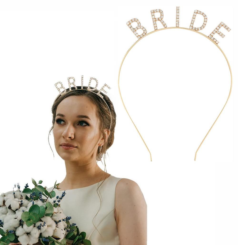 Altın Gold Renk Bekarlığa Veda Kristal Taş Bride Tacı İthal 16x10 cm (3936)