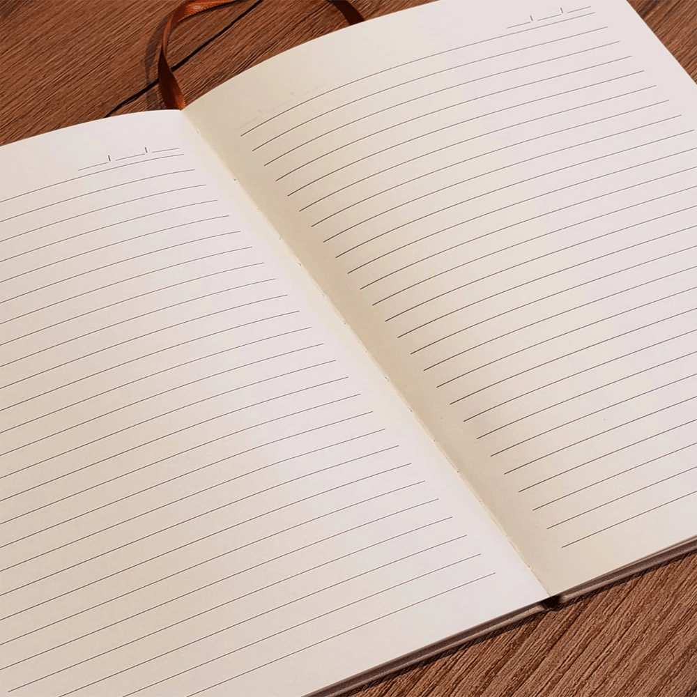 Altın Şeritli Taba Rengi Deri Not Defteri