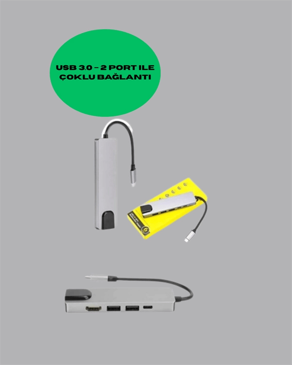 Alüminyum Gövdeli Type‑C HDMI & Ethernet Adaptör – Tak & Çalıştır