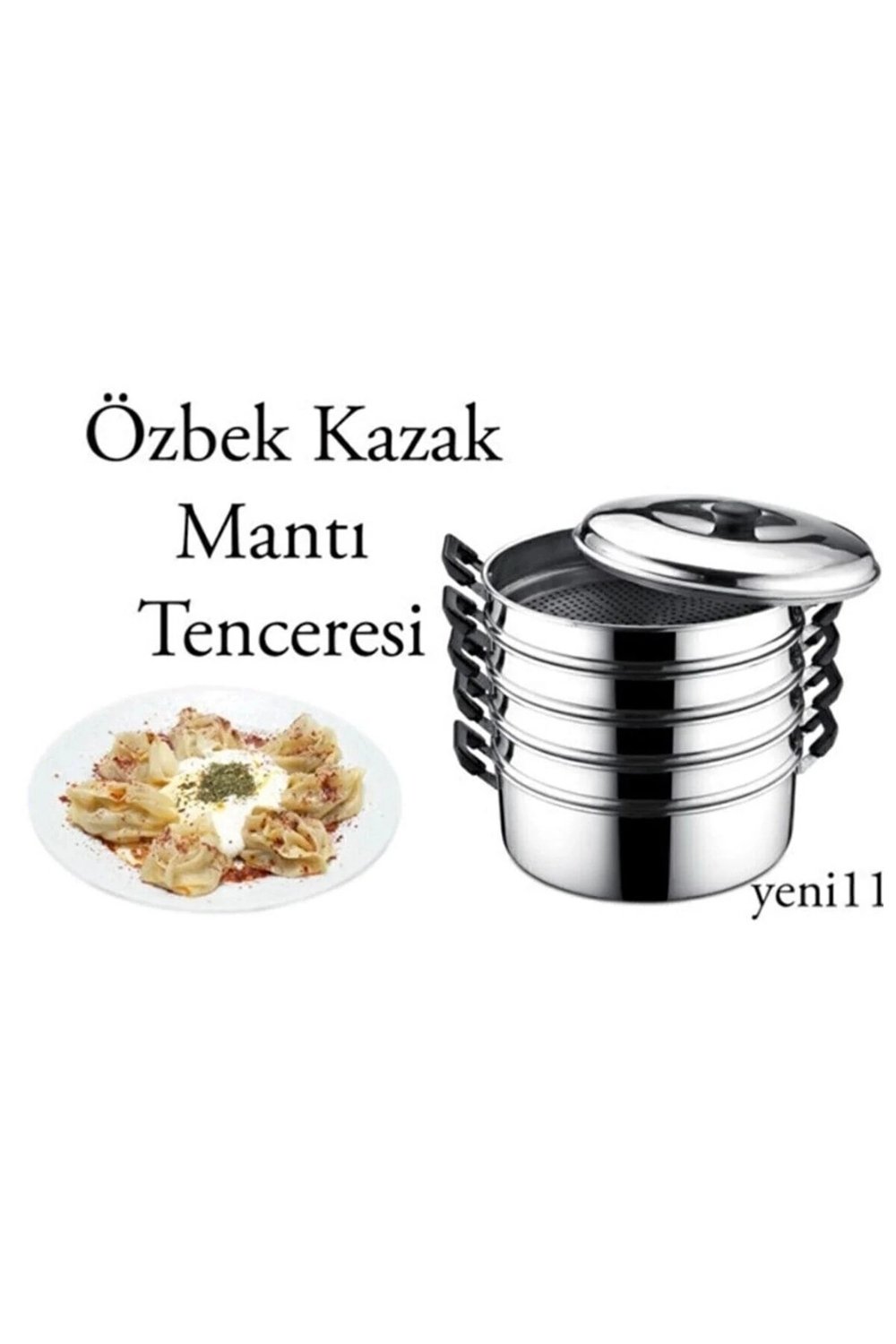 Alüminyum mantı tenceresi 32 cm 5,7 litre beyaz 6 parça buharlı pişirme tenceresi